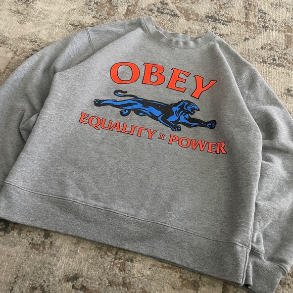 Obey “Equality & Power” Crewneck Pullover — Gray (Size Small) - Picture 2 of 6